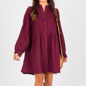 Corduroy Dress | Arula | Wine | 2x | NWT